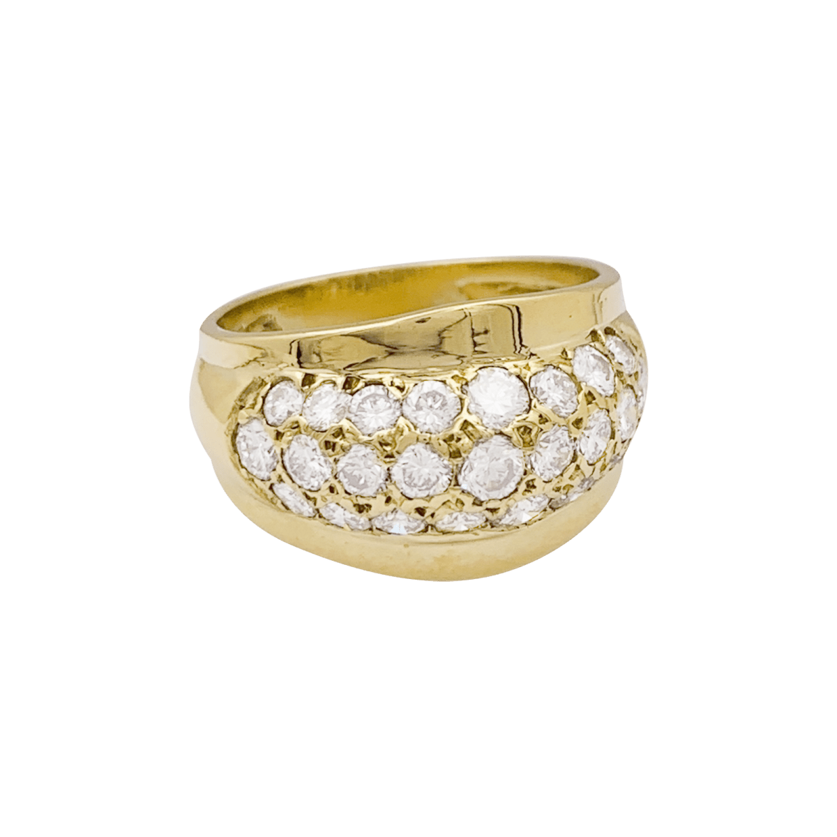 Bague bombée en or jaune et diamants. - Castafiore