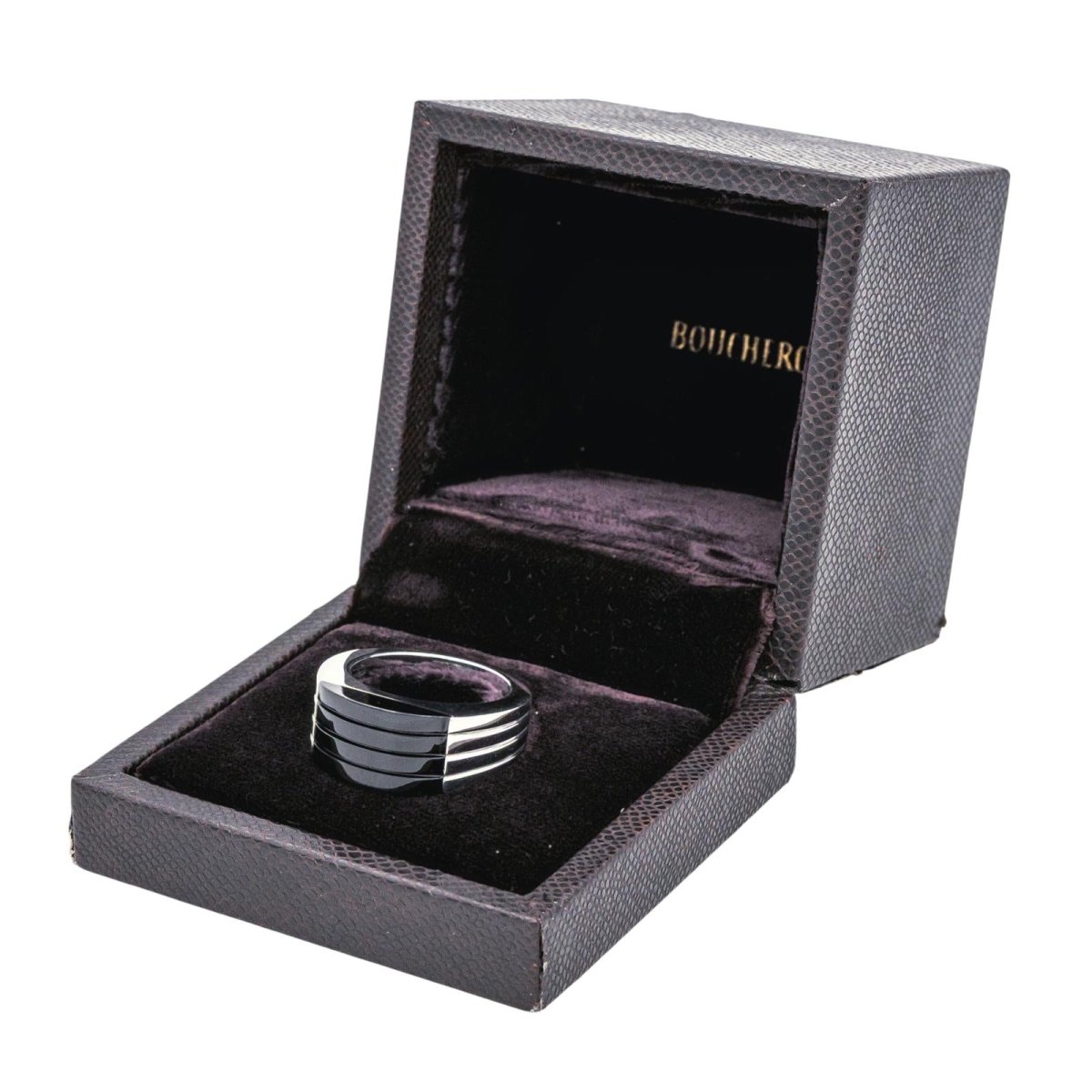 Bague BOUCHERON "Godron" en or blanc et onyx - Castafiore