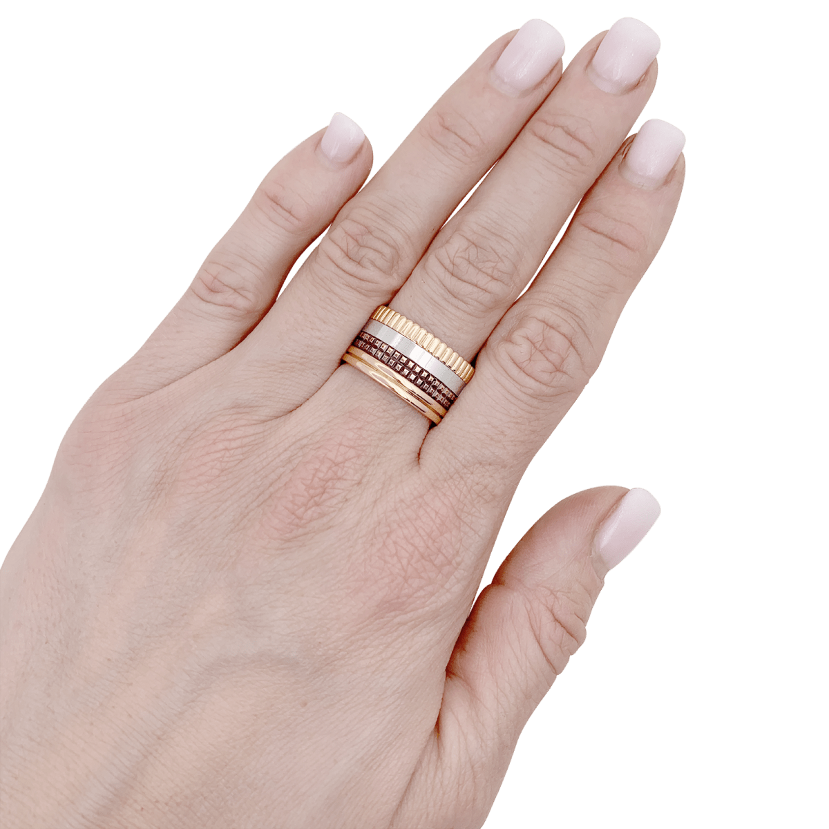 Bague BOUCHERON "Quatre Classique Large" en or jaune, or blanc et or rose - Castafiore