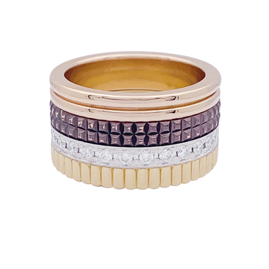 Bague Boucheron, "Quatre Classique Large", trois ors et diamants - Castafiore