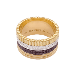 Bague Boucheron, "Quatre Classique Large", trois ors et diamants - Castafiore