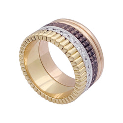 Bague Boucheron, "Quatre Classique Large", trois ors et diamants - Castafiore