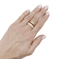 Bague Boucheron, "Quatre Classique Large", trois ors et diamants - Castafiore