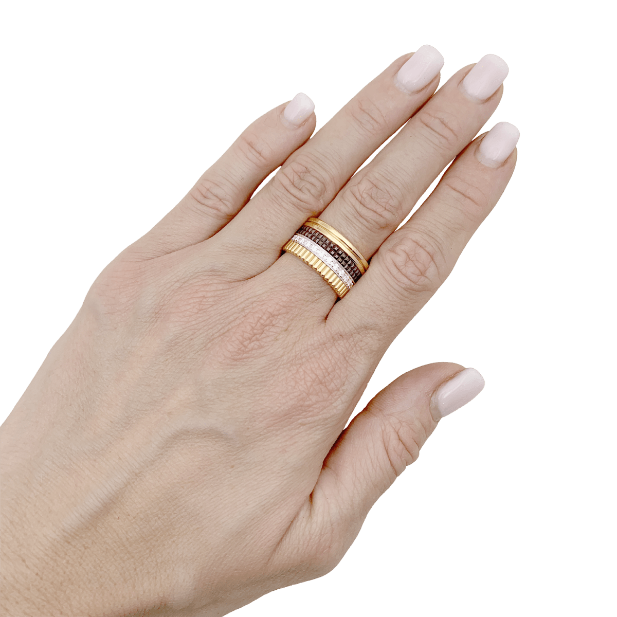 Bague Boucheron, "Quatre Classique Large", trois ors et diamants - Castafiore