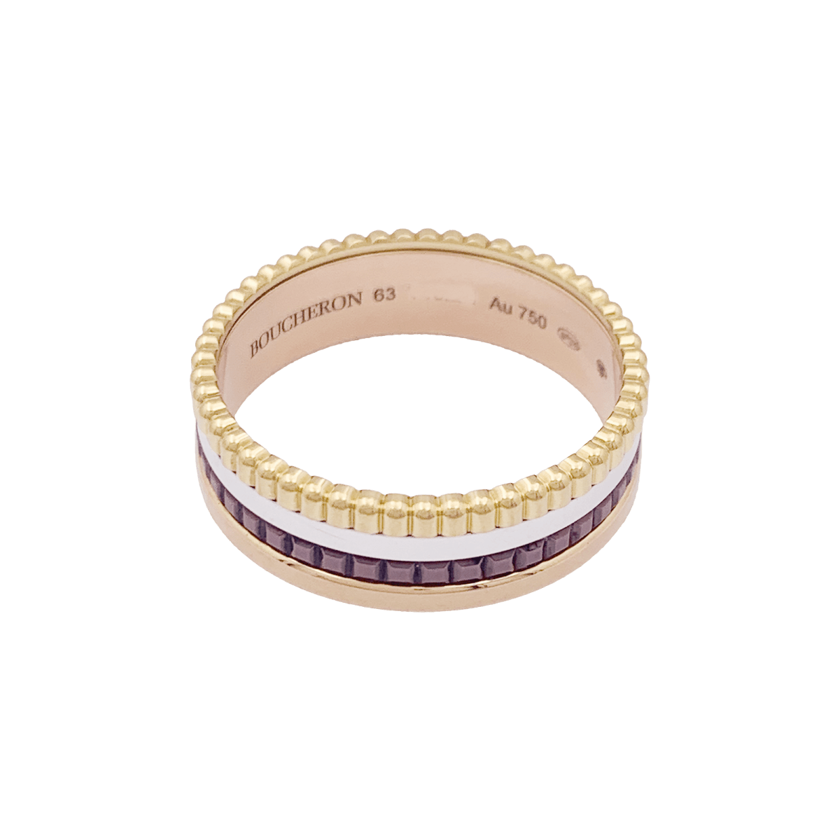 Bague Boucheron "Quatre Classique Small" en or rose, blanc et jaune. - Castafiore