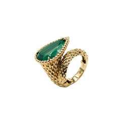 Bague BOUCHERON "Serpent Bohème" en or jaune et malachite - Castafiore