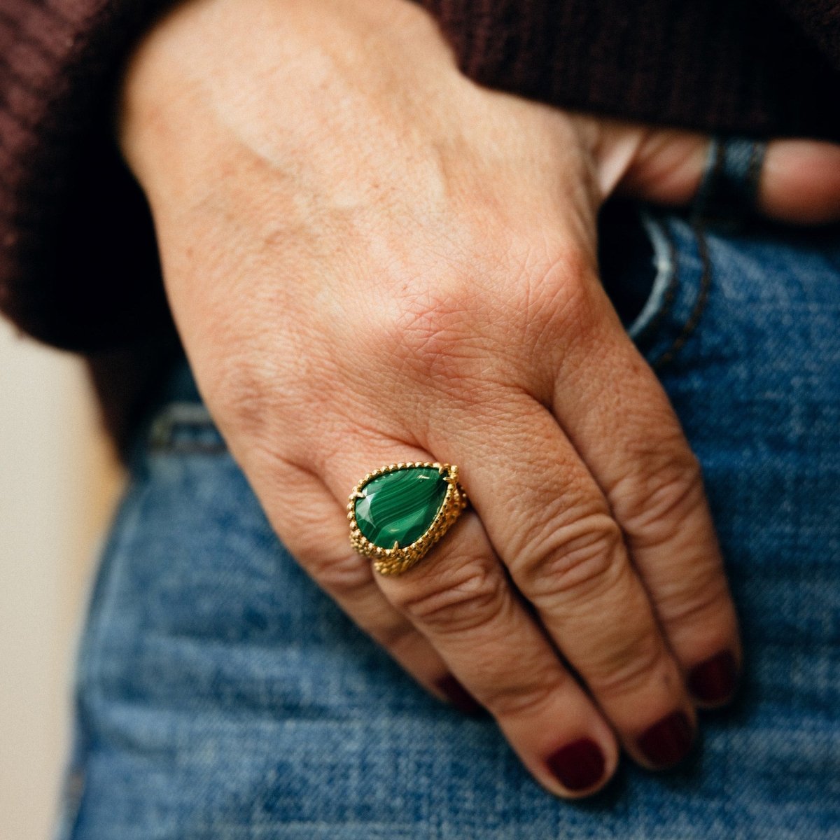 Bague BOUCHERON "Serpent Bohème" en or jaune et malachite - Castafiore