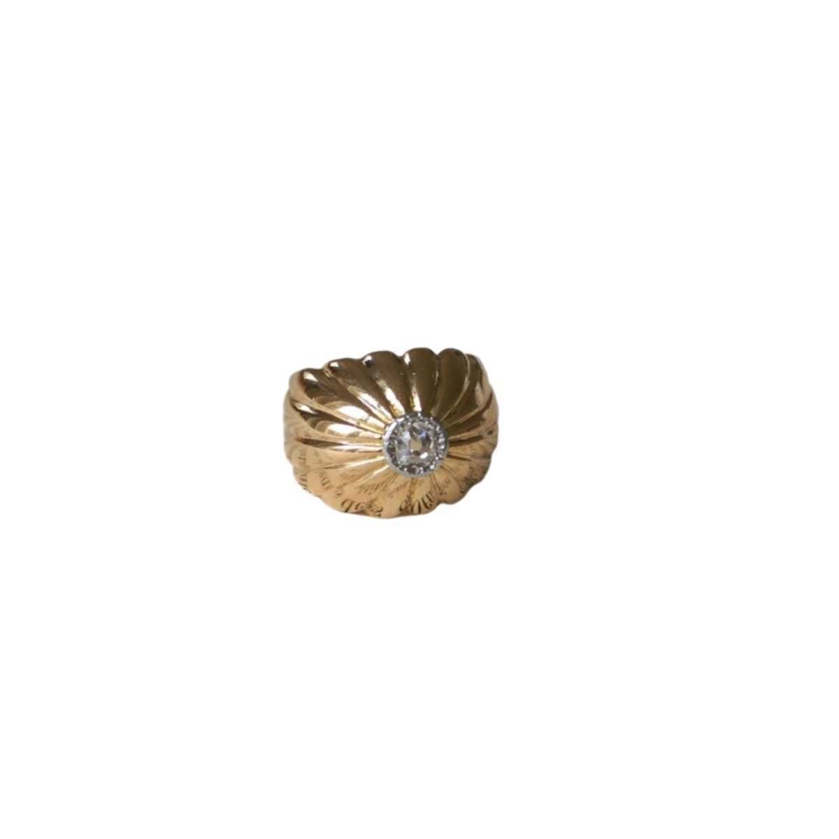 Bague Boule à Gaudrons en or rose, platine et diamants - Castafiore