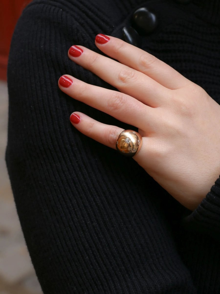 Bague boule diamants taille ancienne - Castafiore