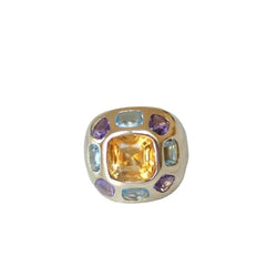 Bague boule or citrine topaze bleue améthyste - Castafiore