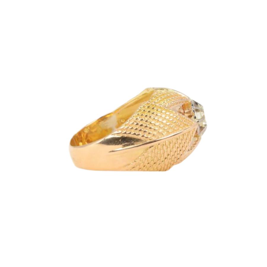 Bague boule or jaune diamant taille ancienne - Castafiore