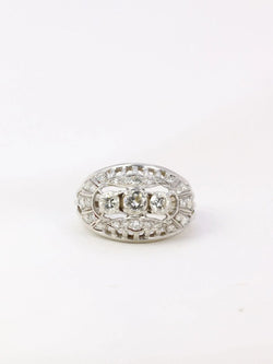 Bague boule vintage en or, platine et diamants - Castafiore