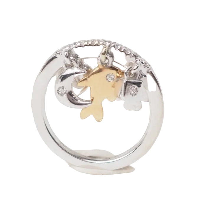 Bague breloques en or blanc et diamants - Castafiore