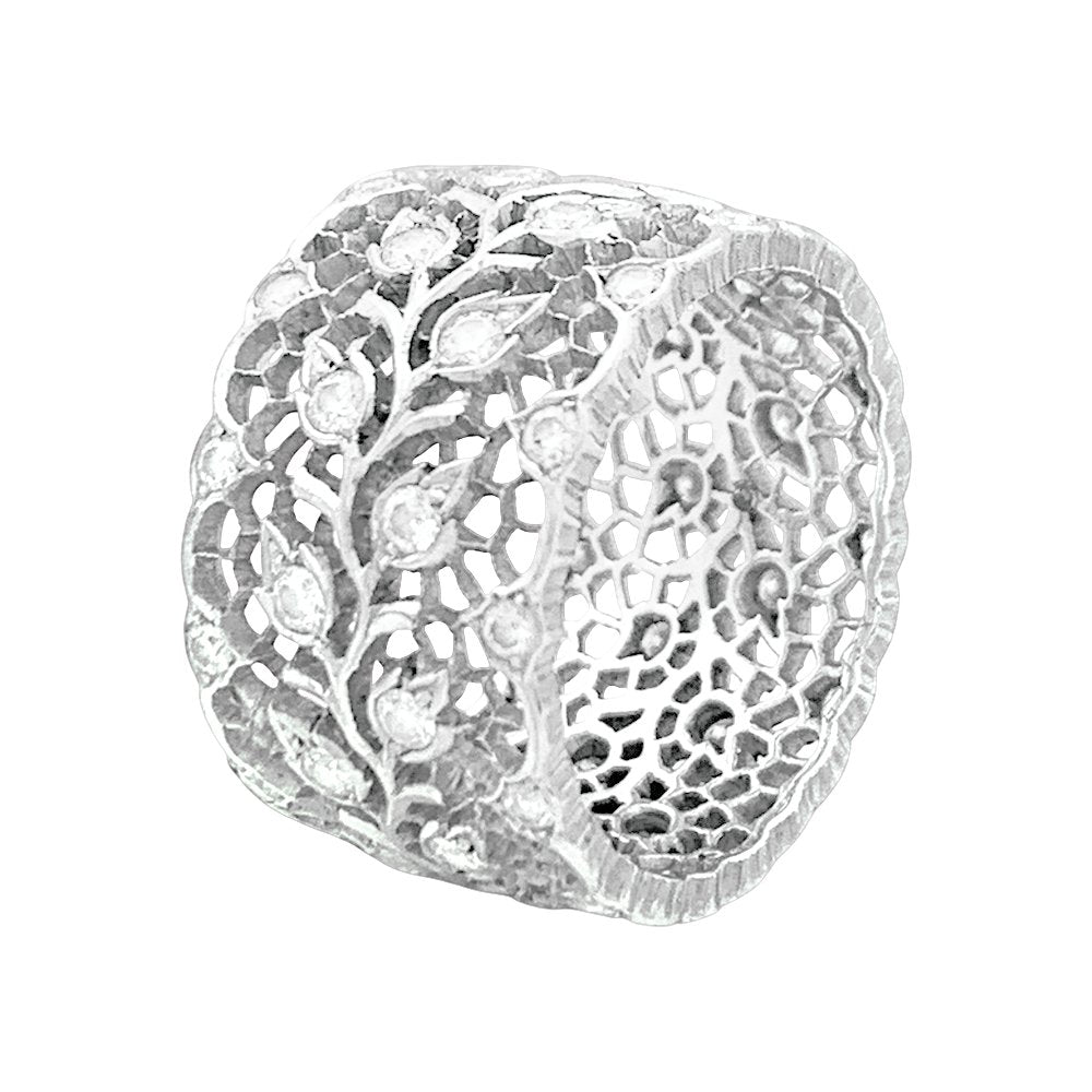 Bague Buccellati "Eternelle Tulle Ramage" or blanc, diamants. - Castafiore