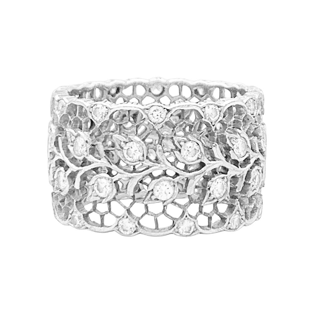 Bague Buccellati "Eternelle Tulle Ramage" or blanc, diamants. - Castafiore