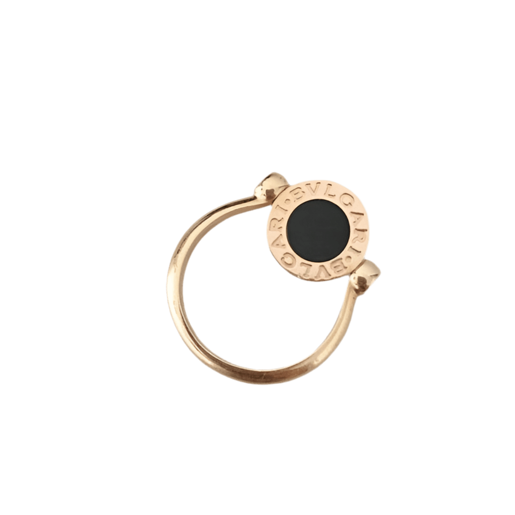 Bague BULGARI "Bvlgari Bvlgari" en or rose, nacre et onyx - Castafiore