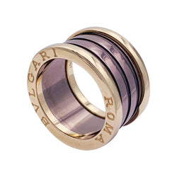 Bague Bulgari, "B.Zero1", or rose, cermet. - Castafiore