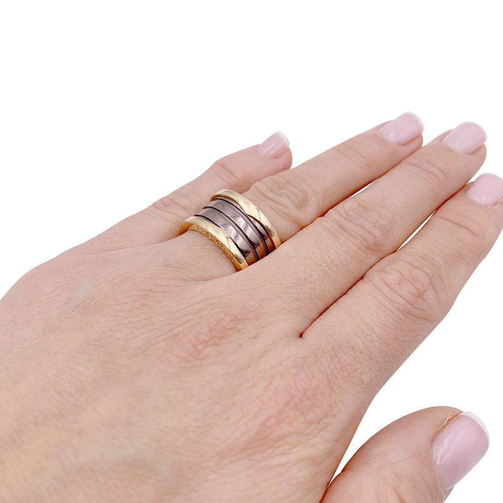 Bague Bulgari, "B.Zero1", or rose, cermet. - Castafiore