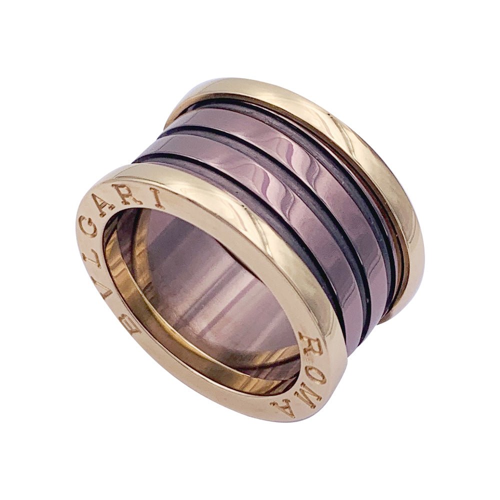 Bague Bulgari, "B.Zero1", or rose, cermet. - Castafiore