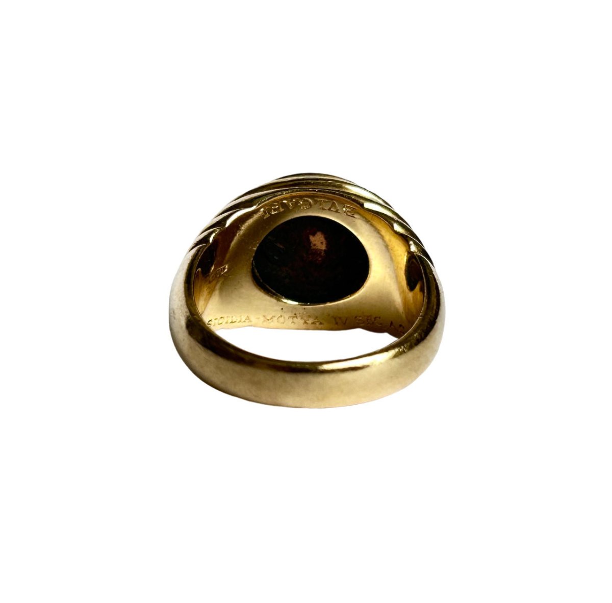 Bague BULGARI Monete en or jaune et pièce antique en bronze (Taille 50) - Castafiore