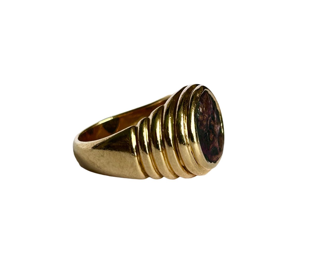 Bague BULGARI Monete en or jaune et pièce antique en bronze (Taille 50) - Castafiore