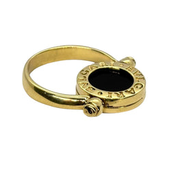 Bague BULGARI "Réversible" en or jaune, nacre et onyx - Castafiore