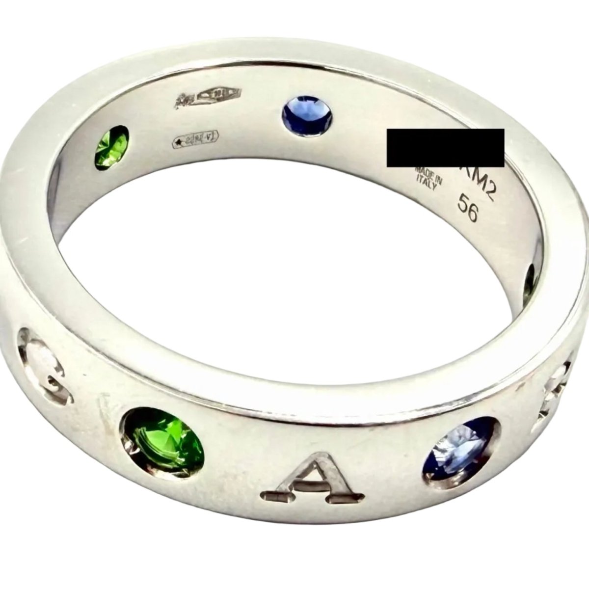 Bague BULGARI "Roman Sorbet" en or blanc, grenats, saphirs et diamant - Castafiore
