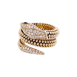 Bague BULGARI "Serpenti" en or rose, onyx et diamants - Castafiore