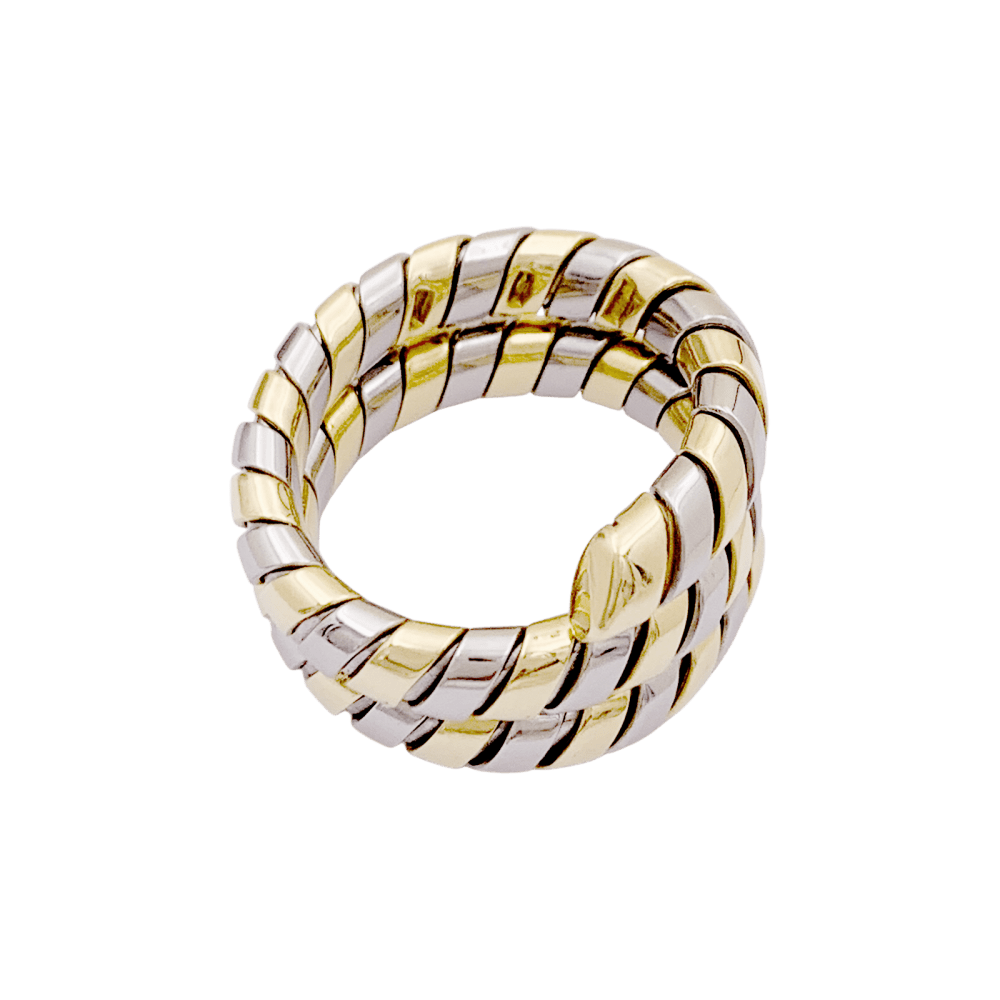 Bague BULGARI "Tubogas" en or jaune et or blanc - Castafiore