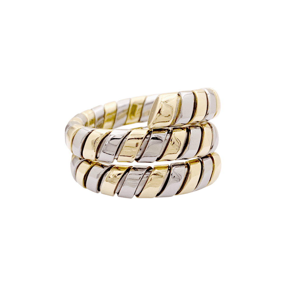 Bague BULGARI "Tubogas" en or jaune et or blanc - Castafiore