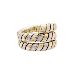 Bague BULGARI "Tubogas" en or jaune et or blanc - Castafiore