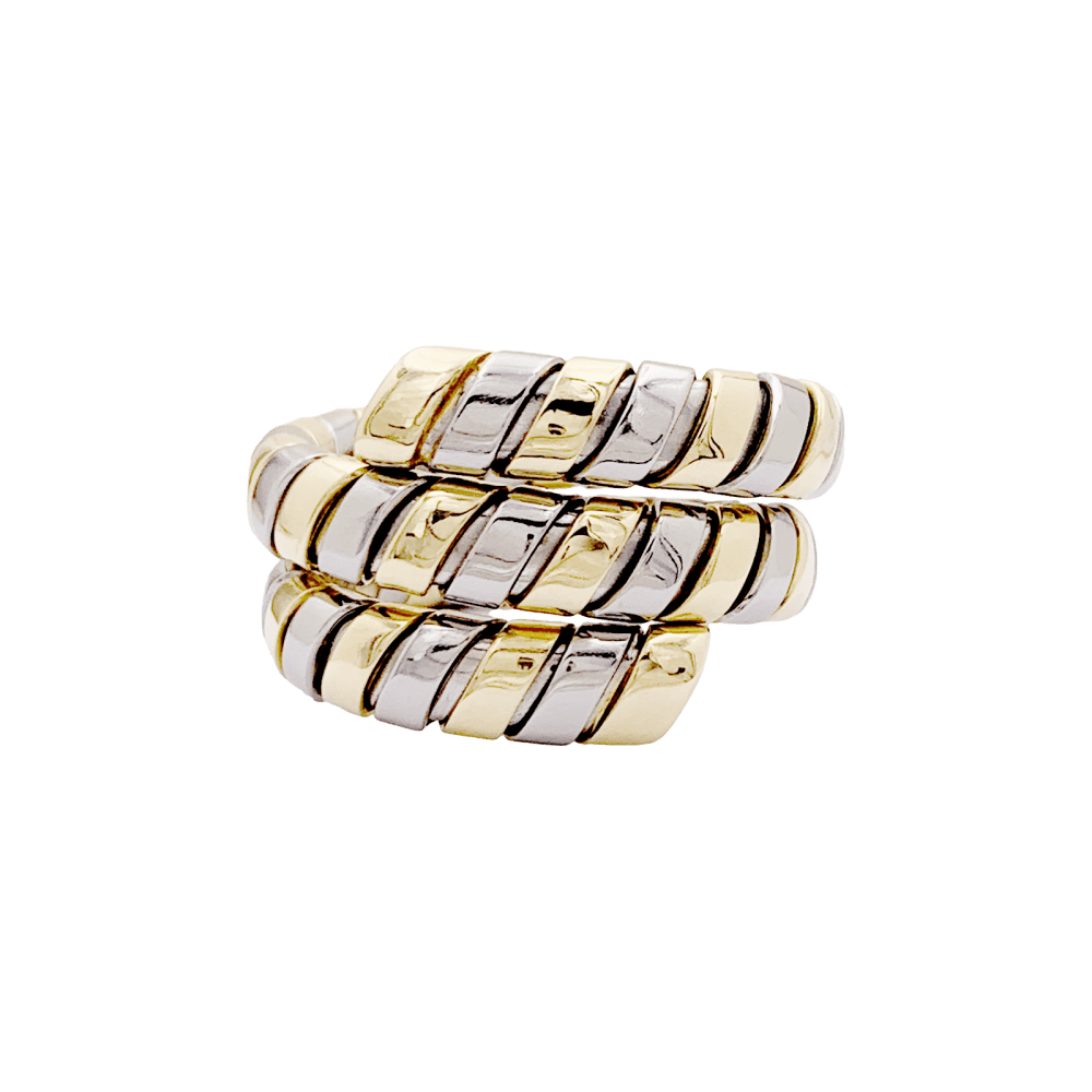 Bague BULGARI "Tubogas" en or jaune et or blanc - Castafiore