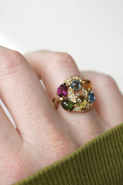 Bague Bvlgari Astrale or jaune, pierres fines et diamants - Castafiore