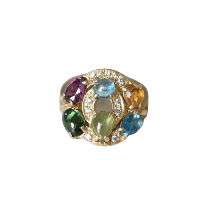 Bague Bvlgari Astrale or jaune, pierres fines et diamants - Castafiore