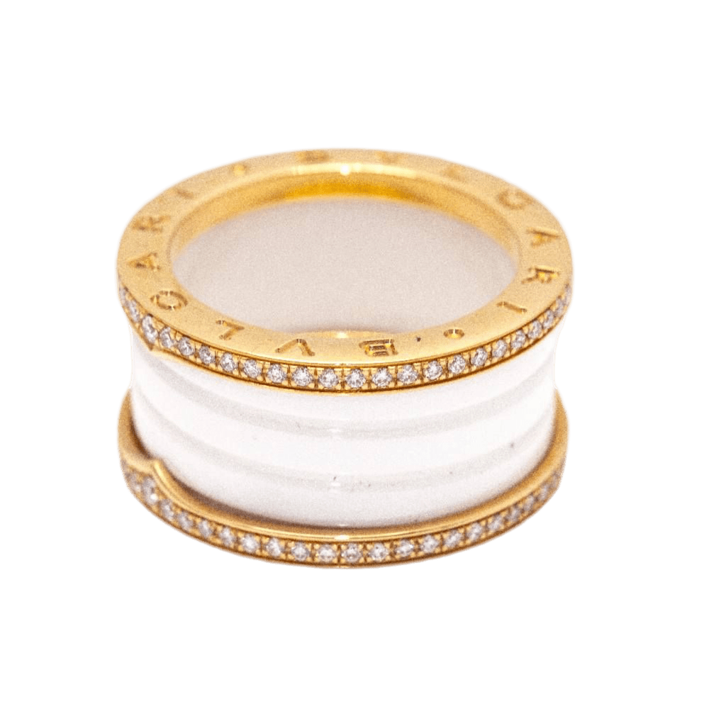 Bague BVLGARI "B.Zero1" en or rose, céramique et diamants - Castafiore
