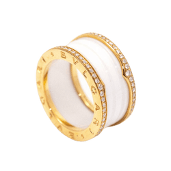 Bague BVLGARI "B.Zero1" en or rose, céramique et diamants - Castafiore
