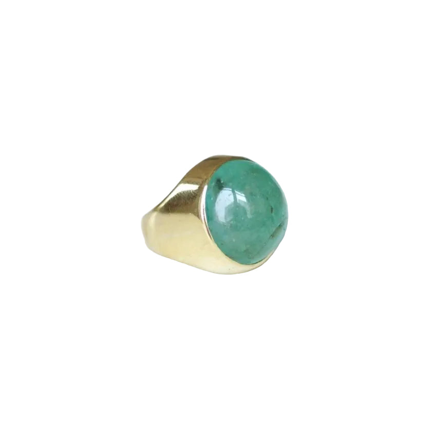 Bague Cabochon Emeraude 15 Carats Or Jaune - Castafiore