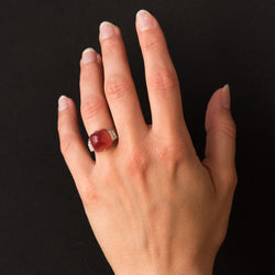 Bague Calcédoine pain de sucre et Diamants - Castafiore