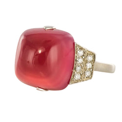 Bague Calcédoine pain de sucre et Diamants - Castafiore