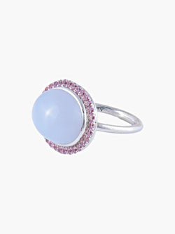 Bague Calcédoine Saphirs roses - Castafiore