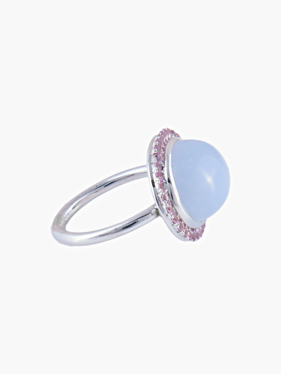 Bague Calcédoine Saphirs roses - Castafiore