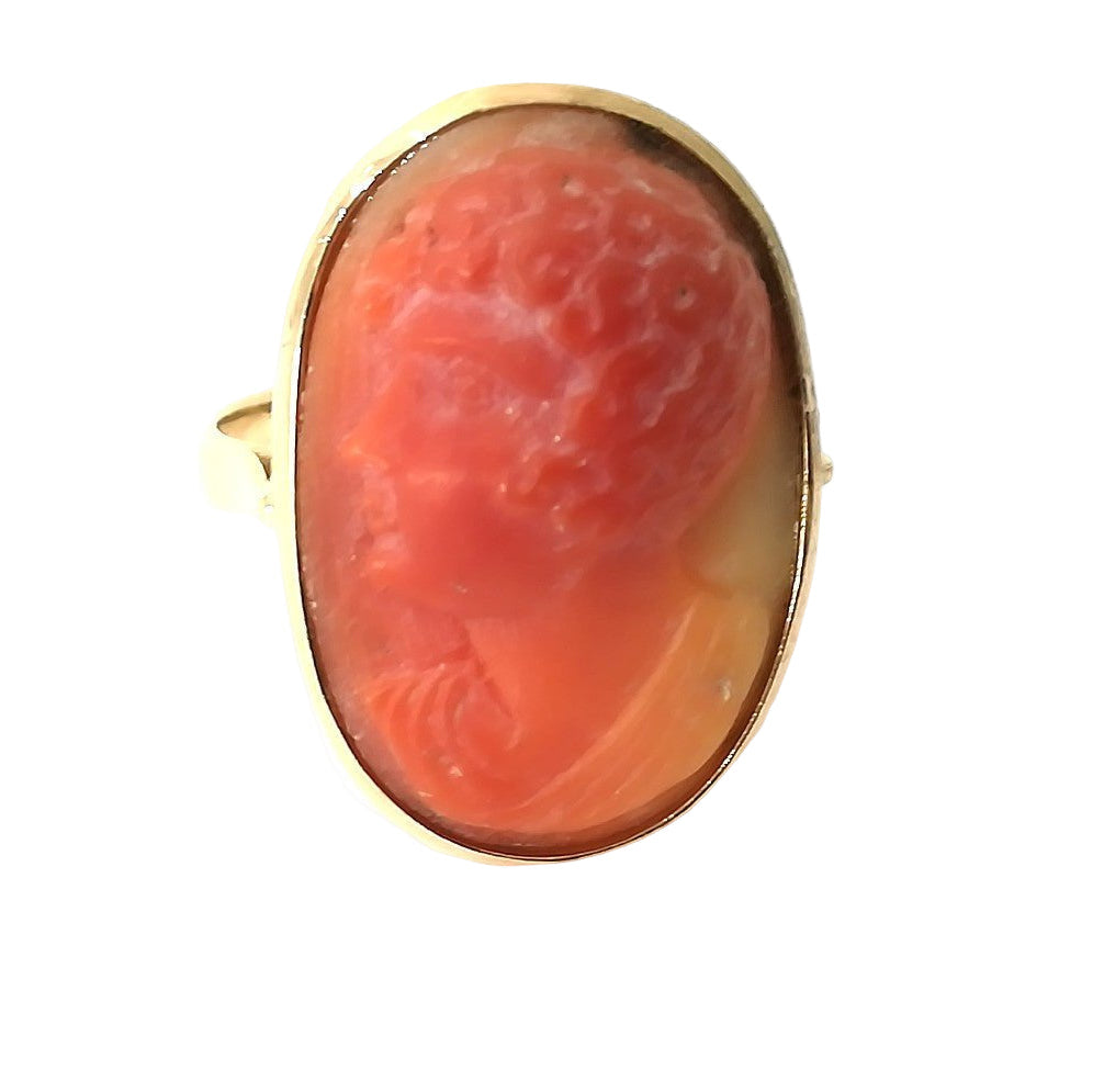 Bague Camée en or jaune et corail - Castafiore