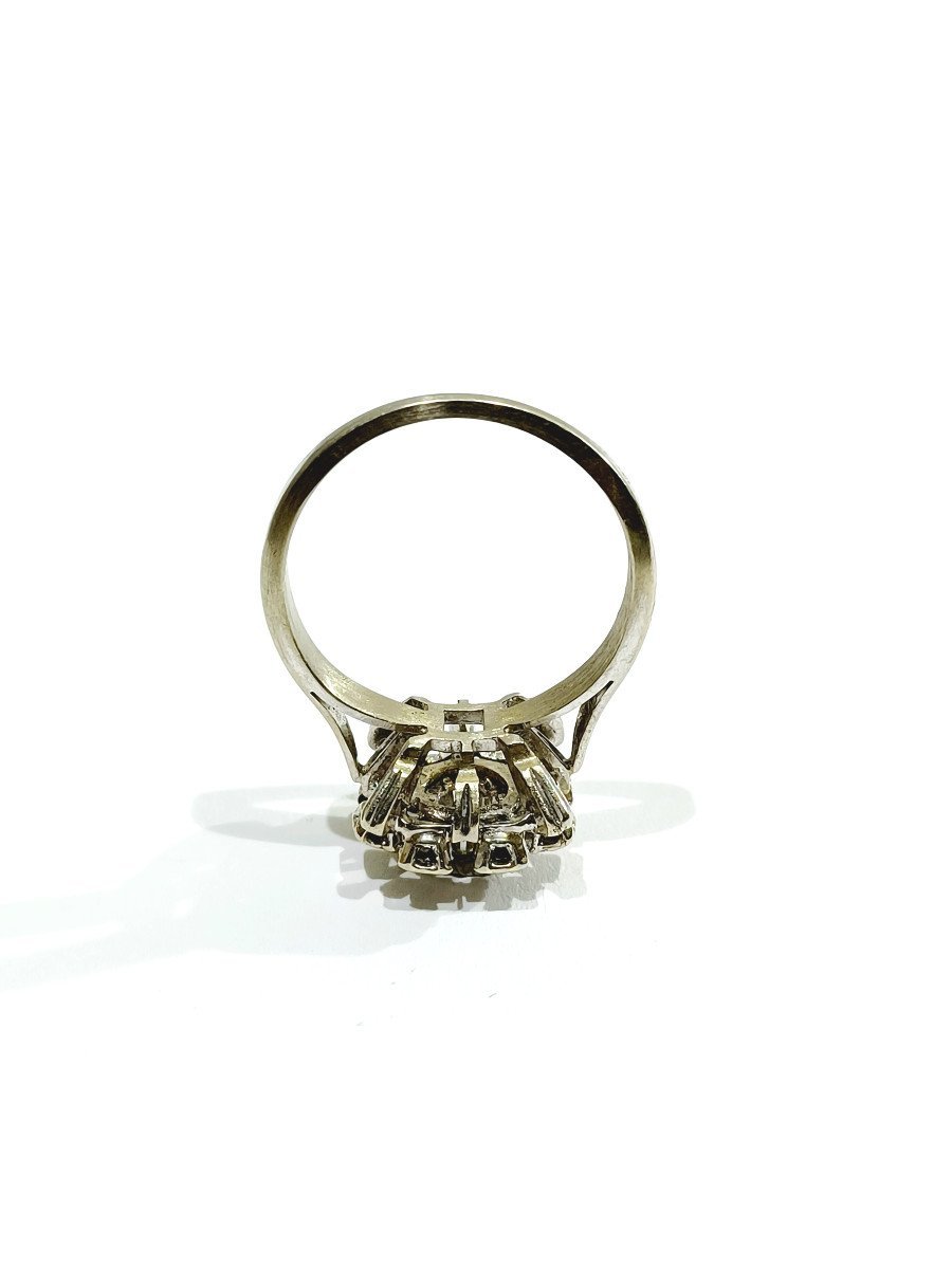 Bague Carré Or Blanc Et Diamants - Castafiore