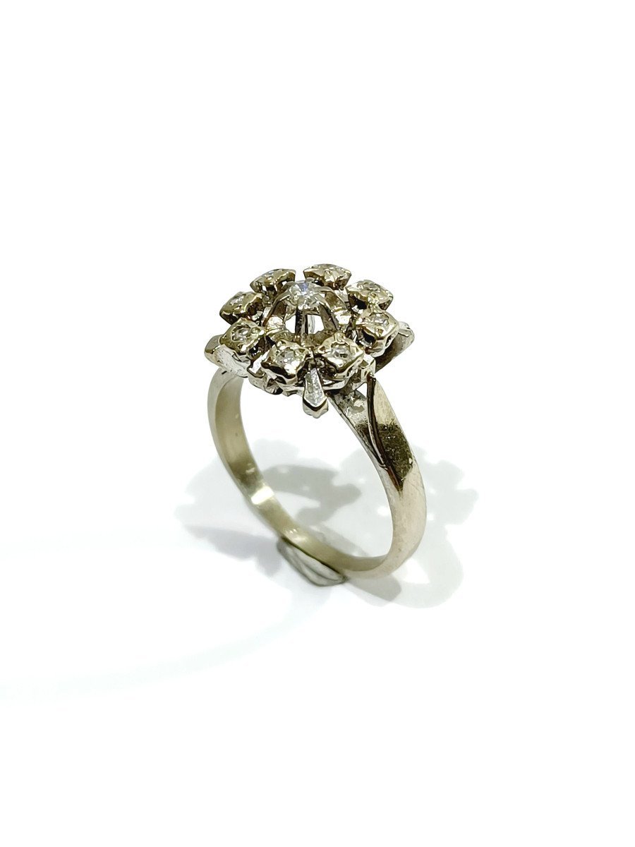 Bague Carré Or Blanc Et Diamants - Castafiore