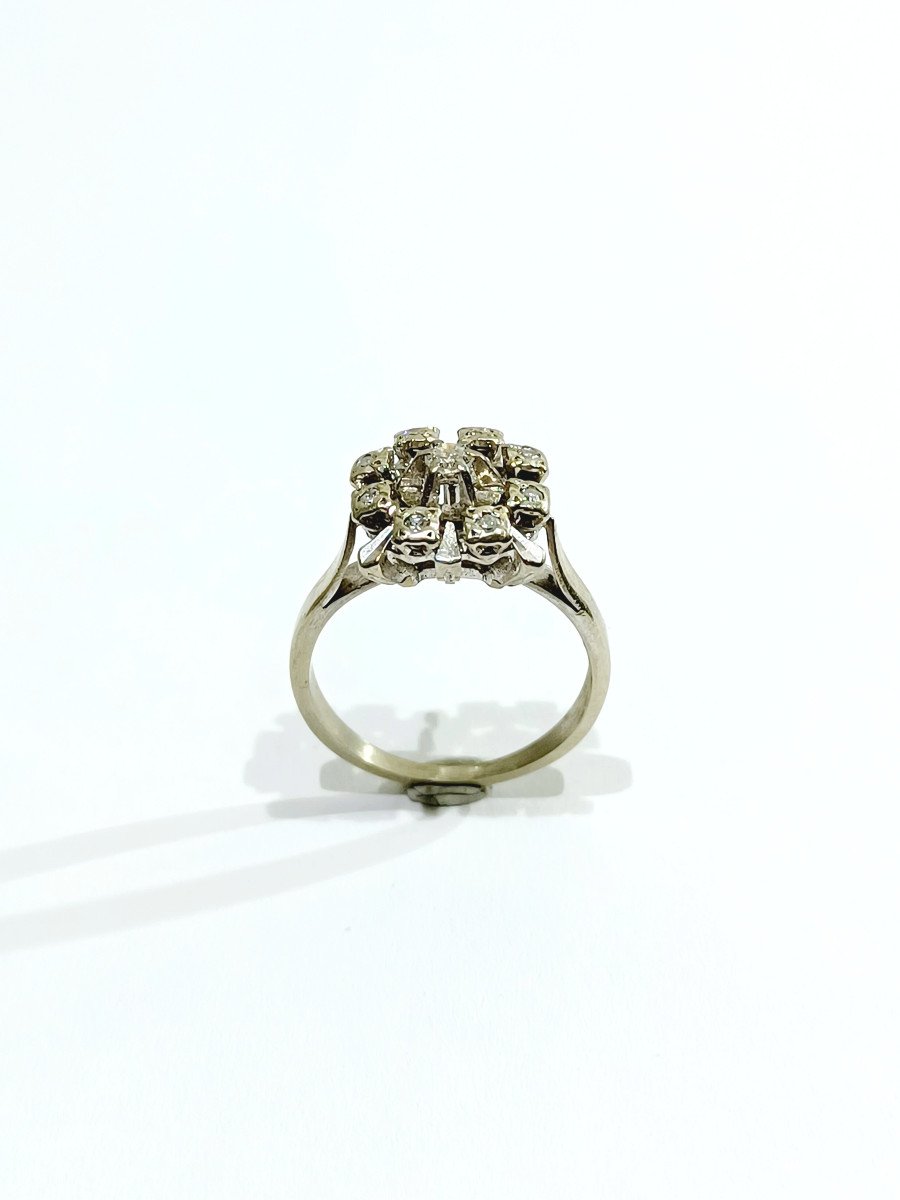 Bague Carré Or Blanc Et Diamants - Castafiore