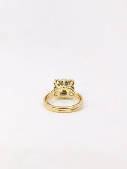Bague carrée saphirs diamants taille ancienne - Castafiore