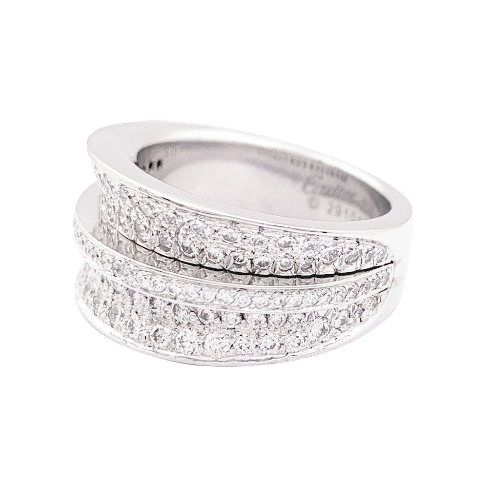 Bague CARTIER "Barrette" en or blanc et diamants - Castafiore