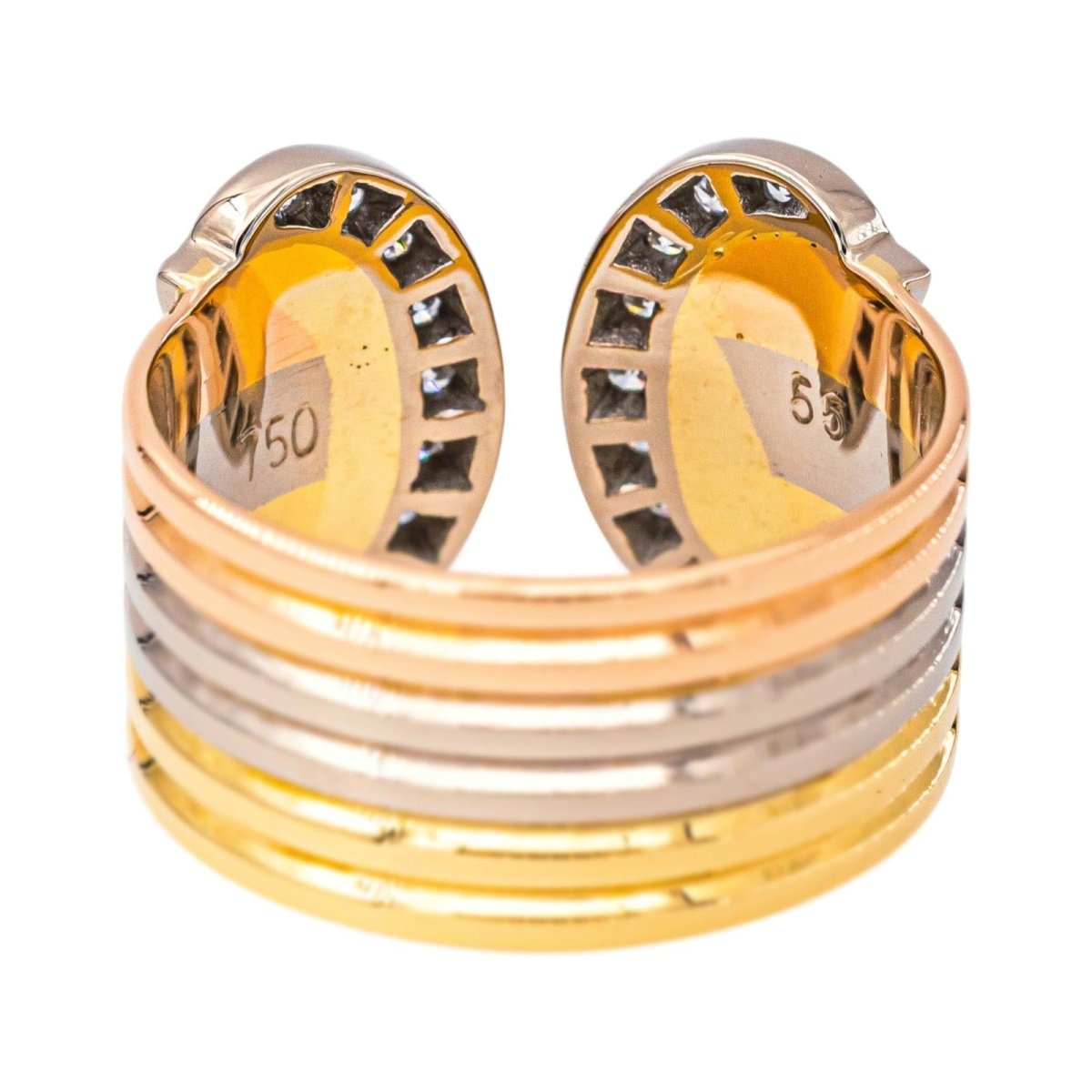 Bague CARTIER "C de Cartier" GM en or blanc, or jaune, or rose et diamants - Castafiore