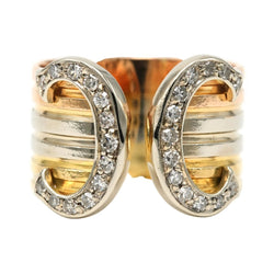 Bague CARTIER "Double C" en or blanc, or jaune, or rose et diamants - Castafiore