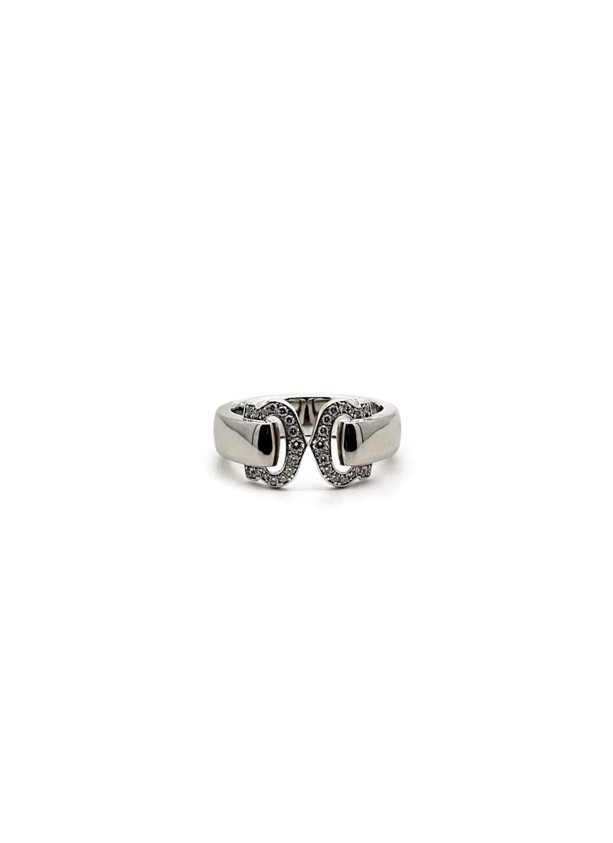 Bague CARTIER Double C en or gris et diamants - Castafiore